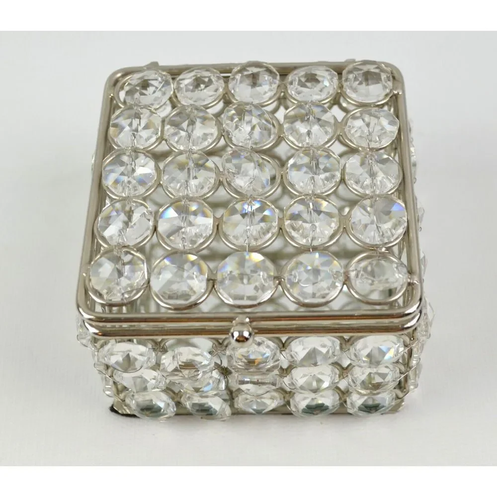 Clear Prism Rhinestone‎ Jewelry Box with Mirror Bottom 3.5